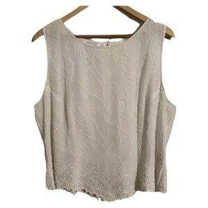 Vintage White Beaded Sleeveless Y2K Formal Top Womens Size 18/20 Wedding Event